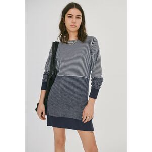 Anthropologie Daily Practice Blue Gray Stripe Long Sleeve Dress  Women's Size XS